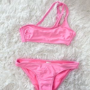 neon pink swimsuit